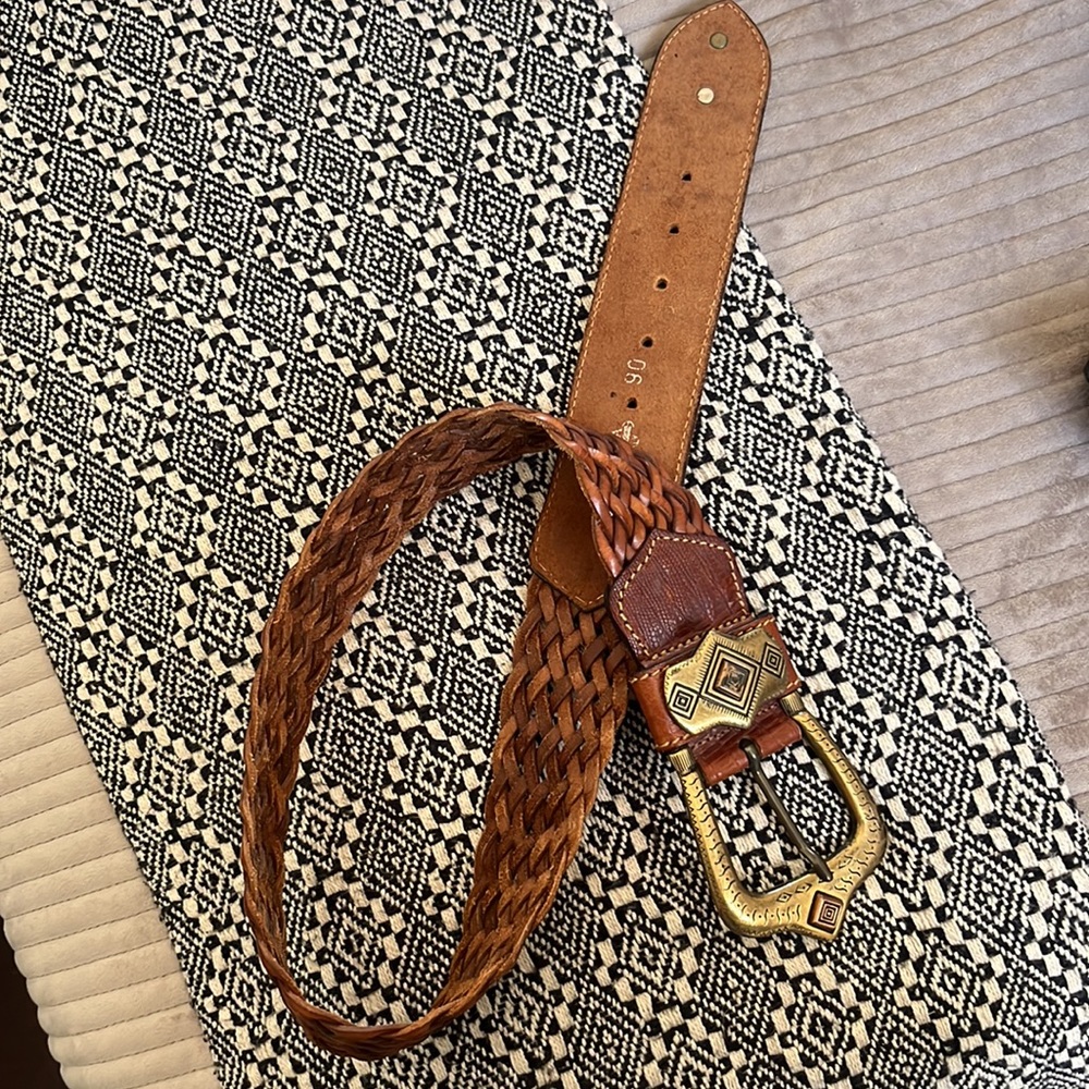 Vintage Doppia Vita Italy Woven Large Buckle Wide Belt